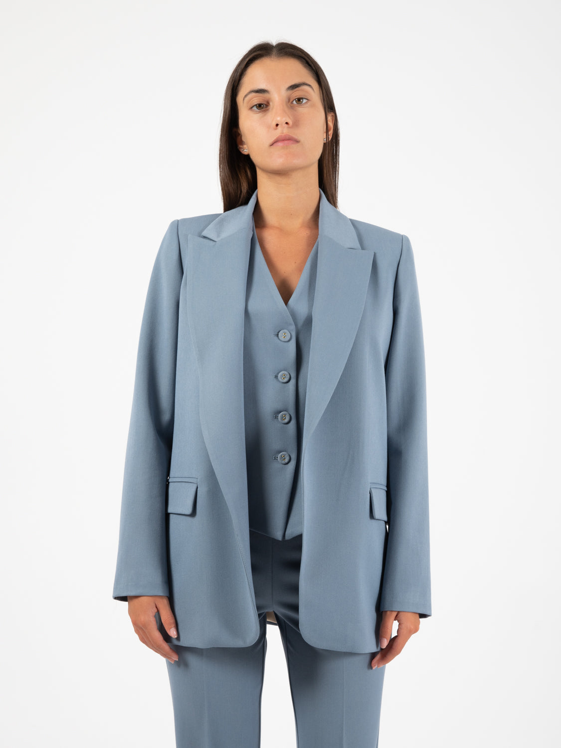 STIMM Blazer collo rever azzurro polvere STIMM