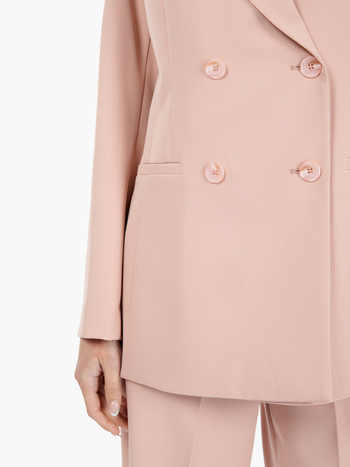 Blazer doppiopetto avvitato cipria