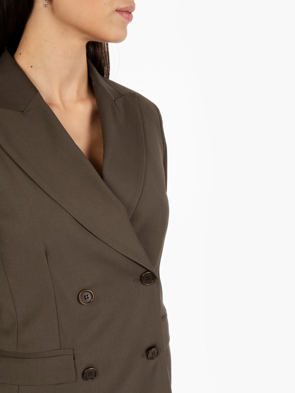 Blazer doppiopetto rever a punta verde militare