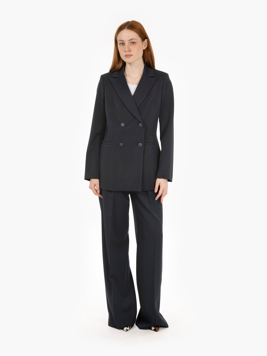 Pantaloni con doppia pince blu