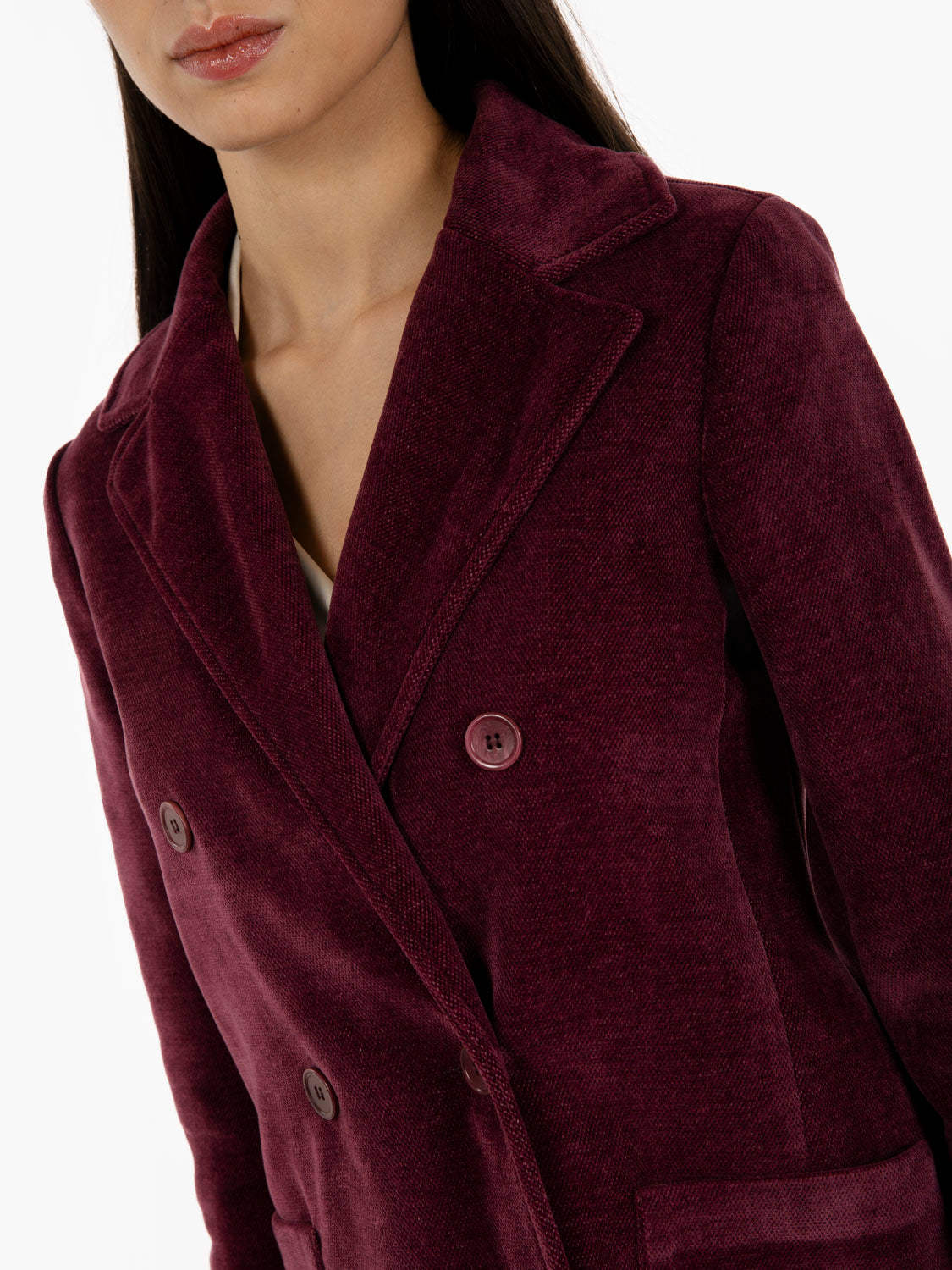 Blazer doppiopetto velluto bordeaux