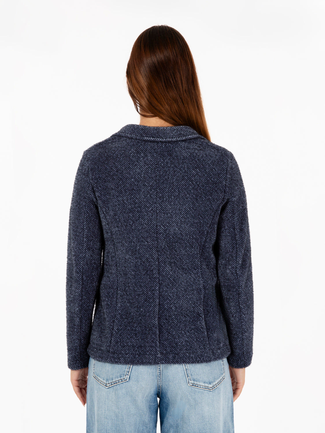 Blazer effetto peloso blu / nero