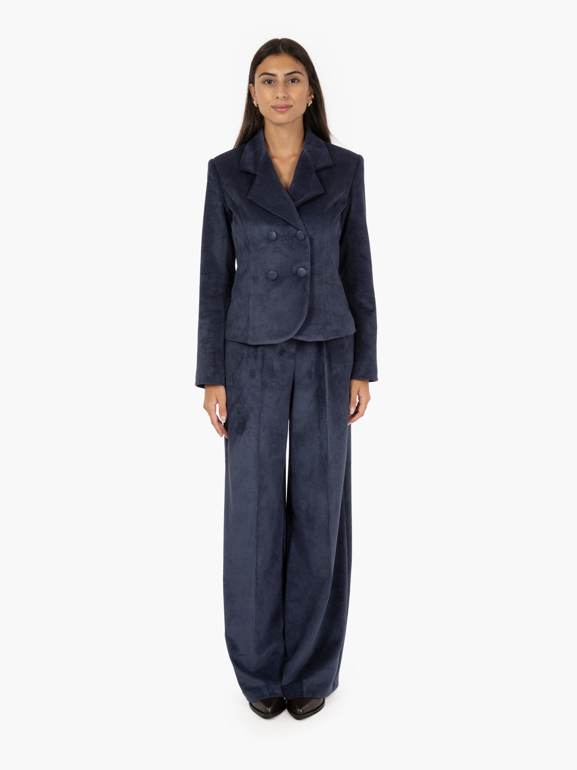 Pantaloni palazzo in velluto a coste blu