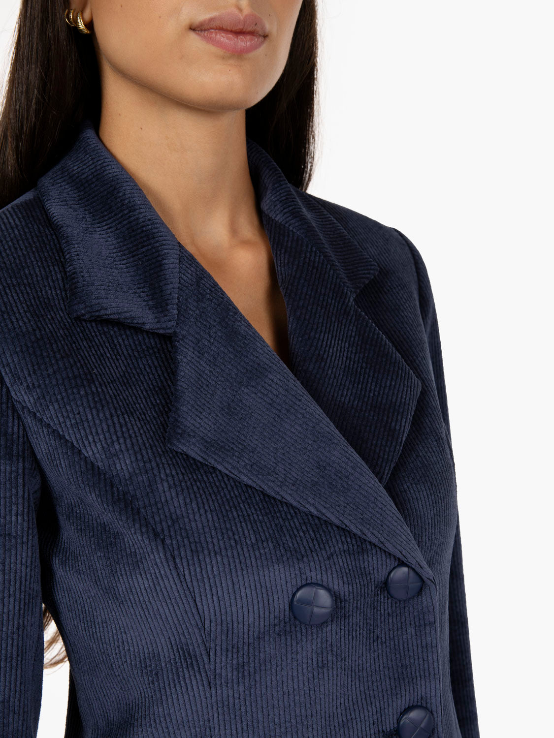 Blazer in velluto a coste blu