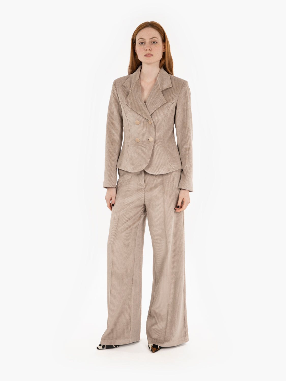 Blazer in velluto a coste tortora
