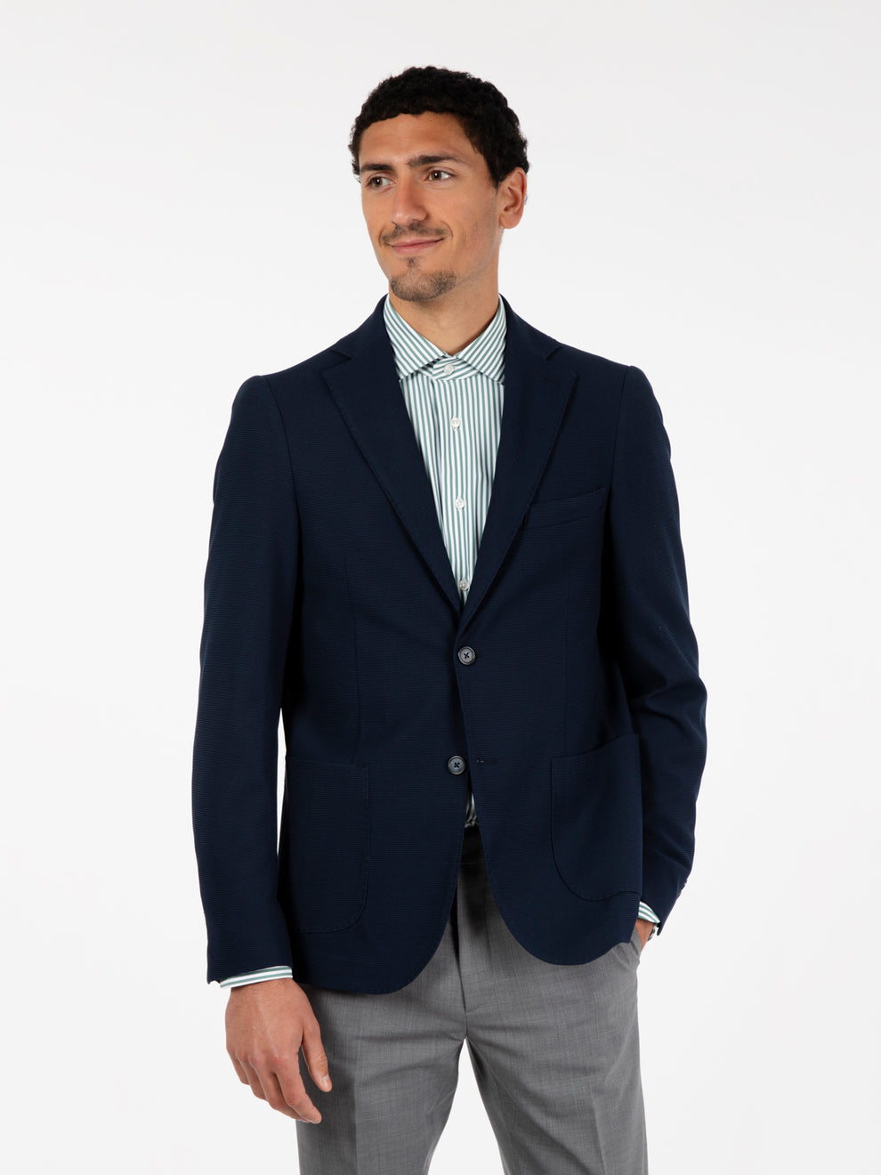 Italo navy pique blazer