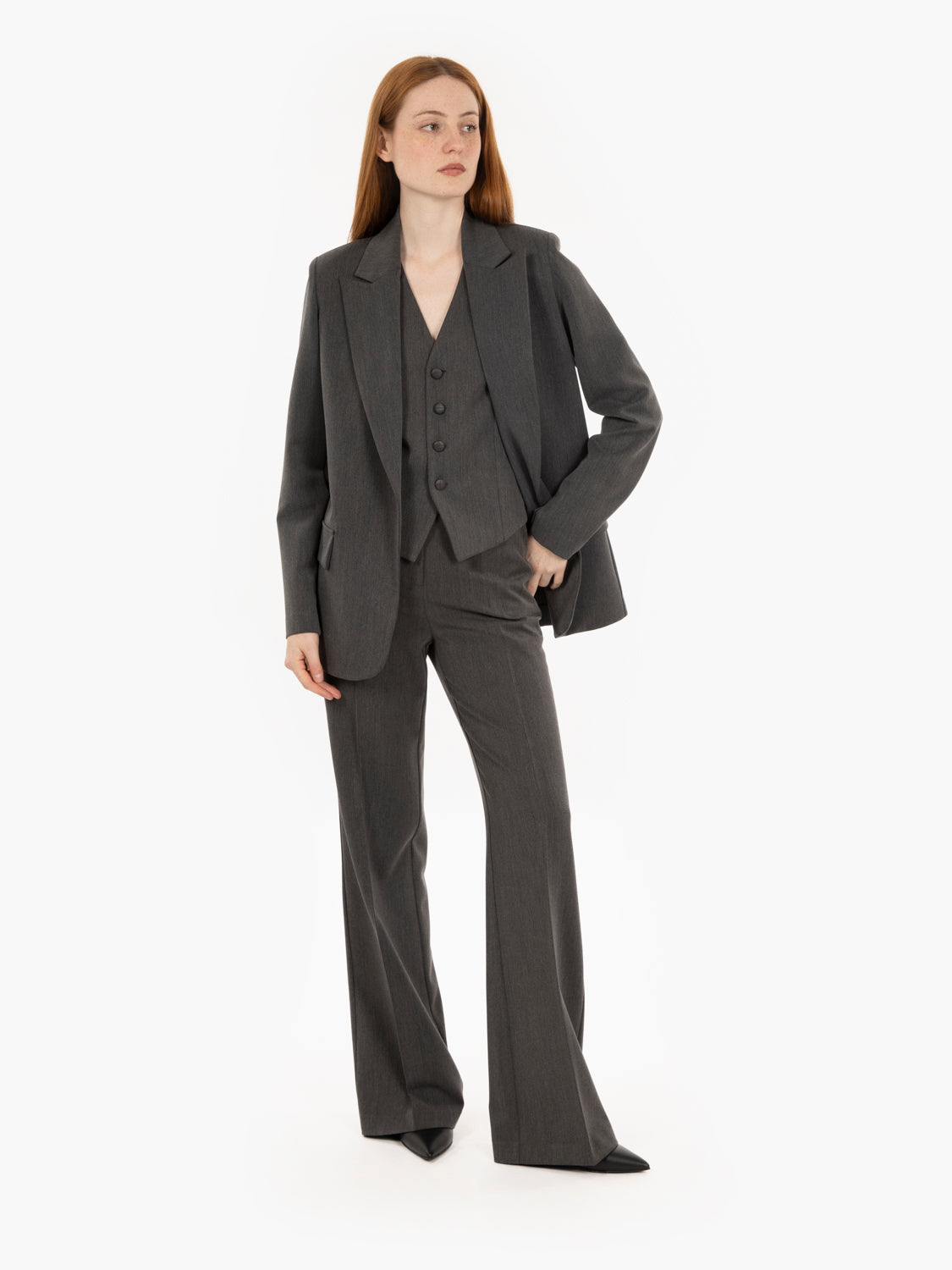 Blazer senza bottoni antracite