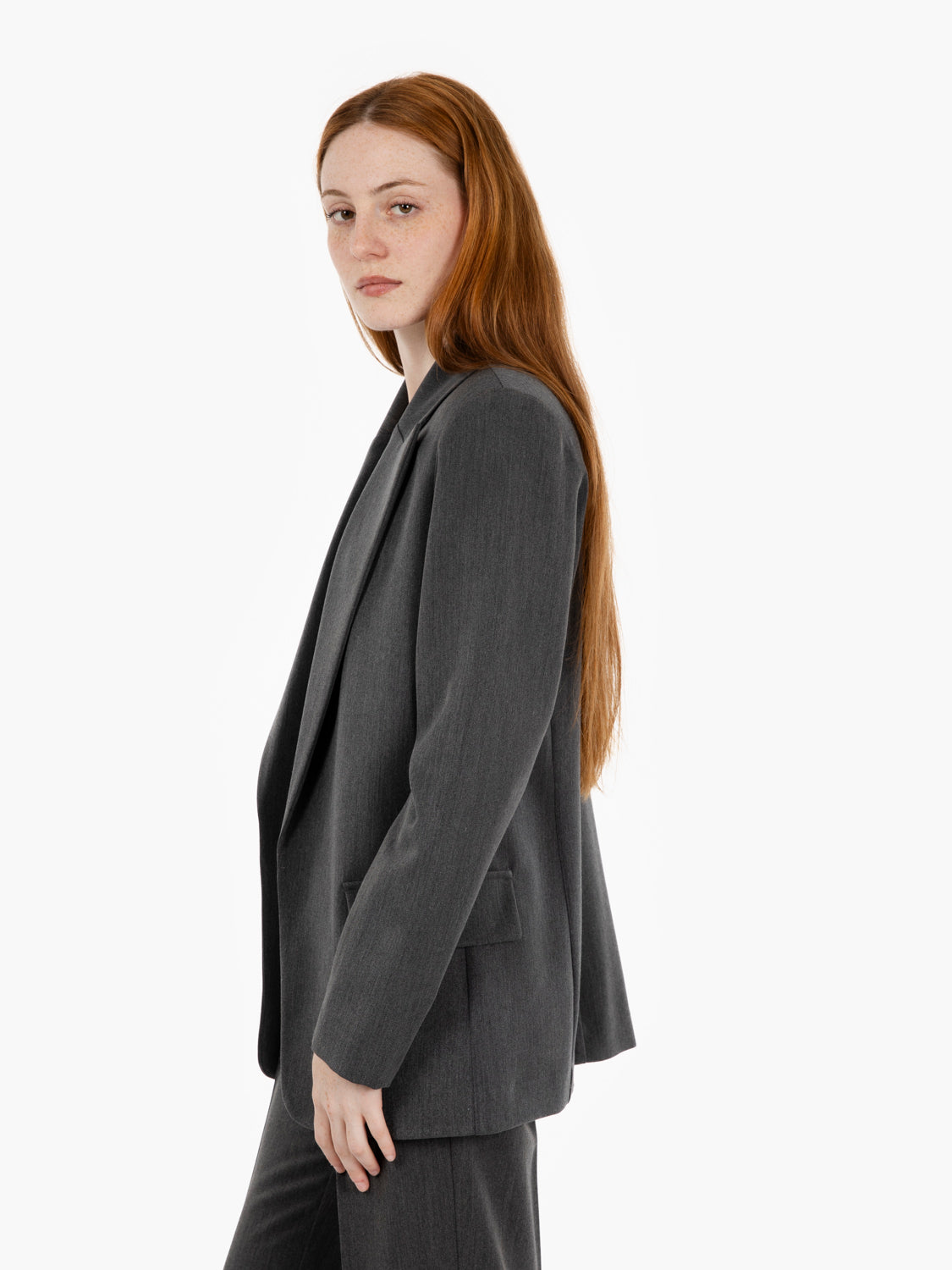 Blazer senza bottoni antracite