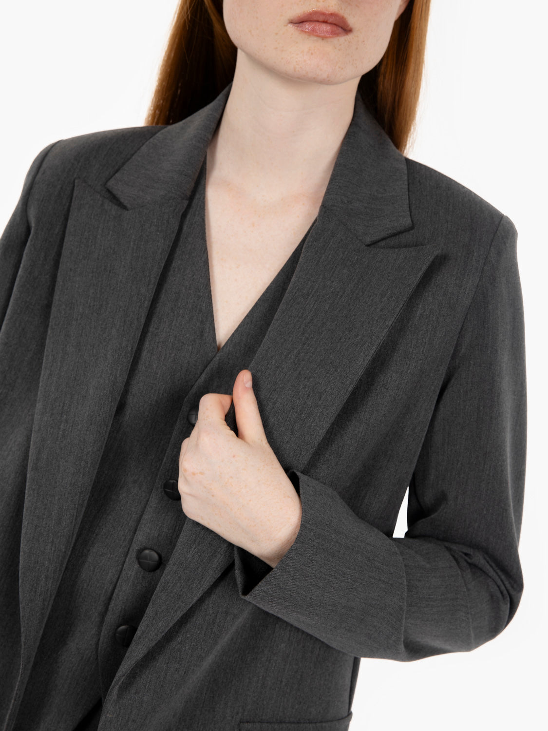 Blazer senza bottoni antracite