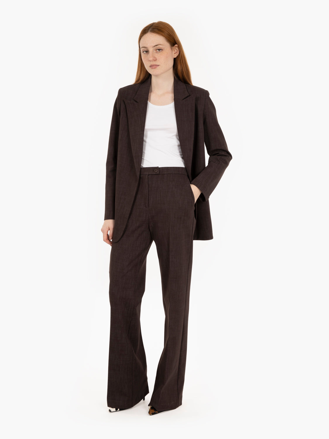 Coffee straight leg trousers