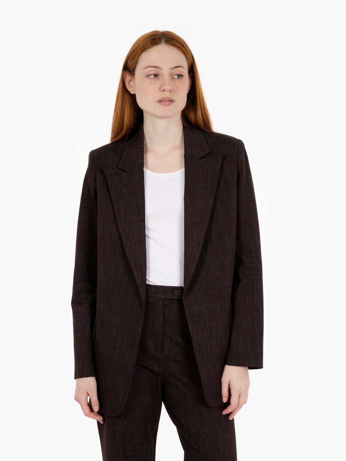 Blazer senza bottoni caffè