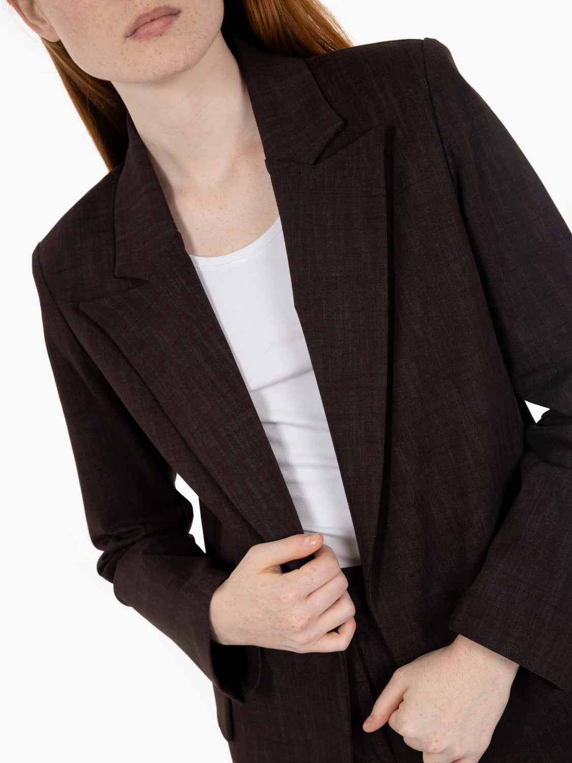 Blazer senza bottoni caffè