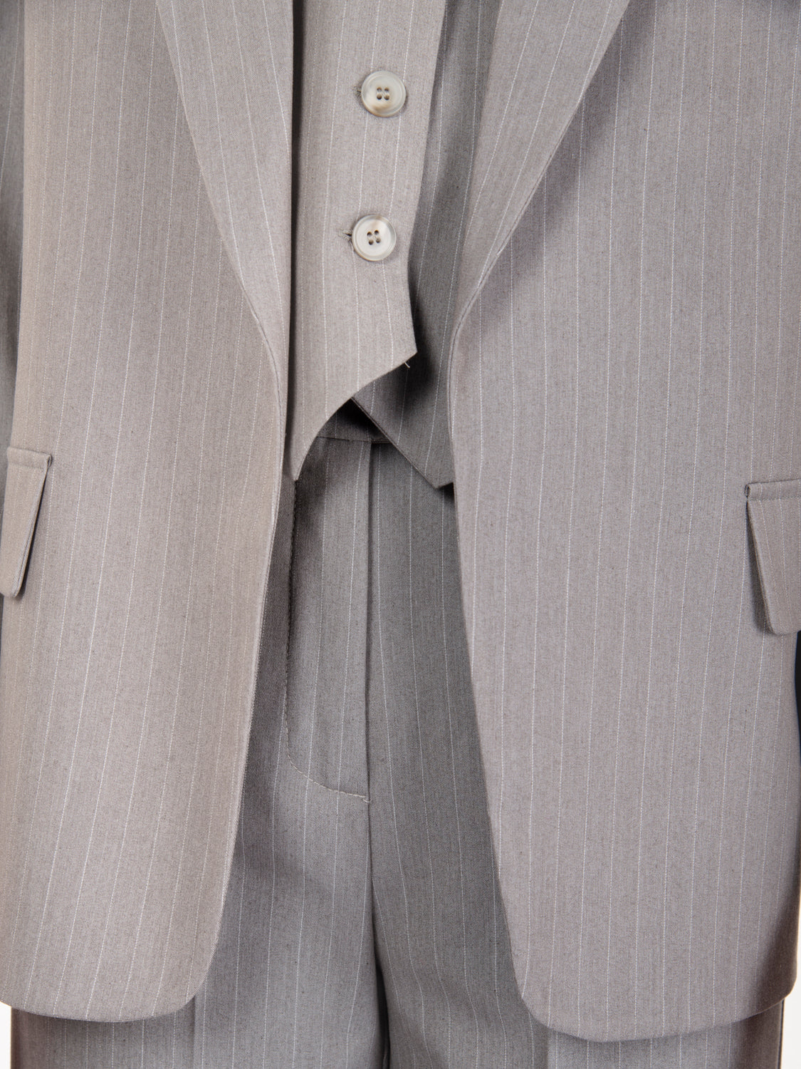 Blazer senza bottoni grigio gessato