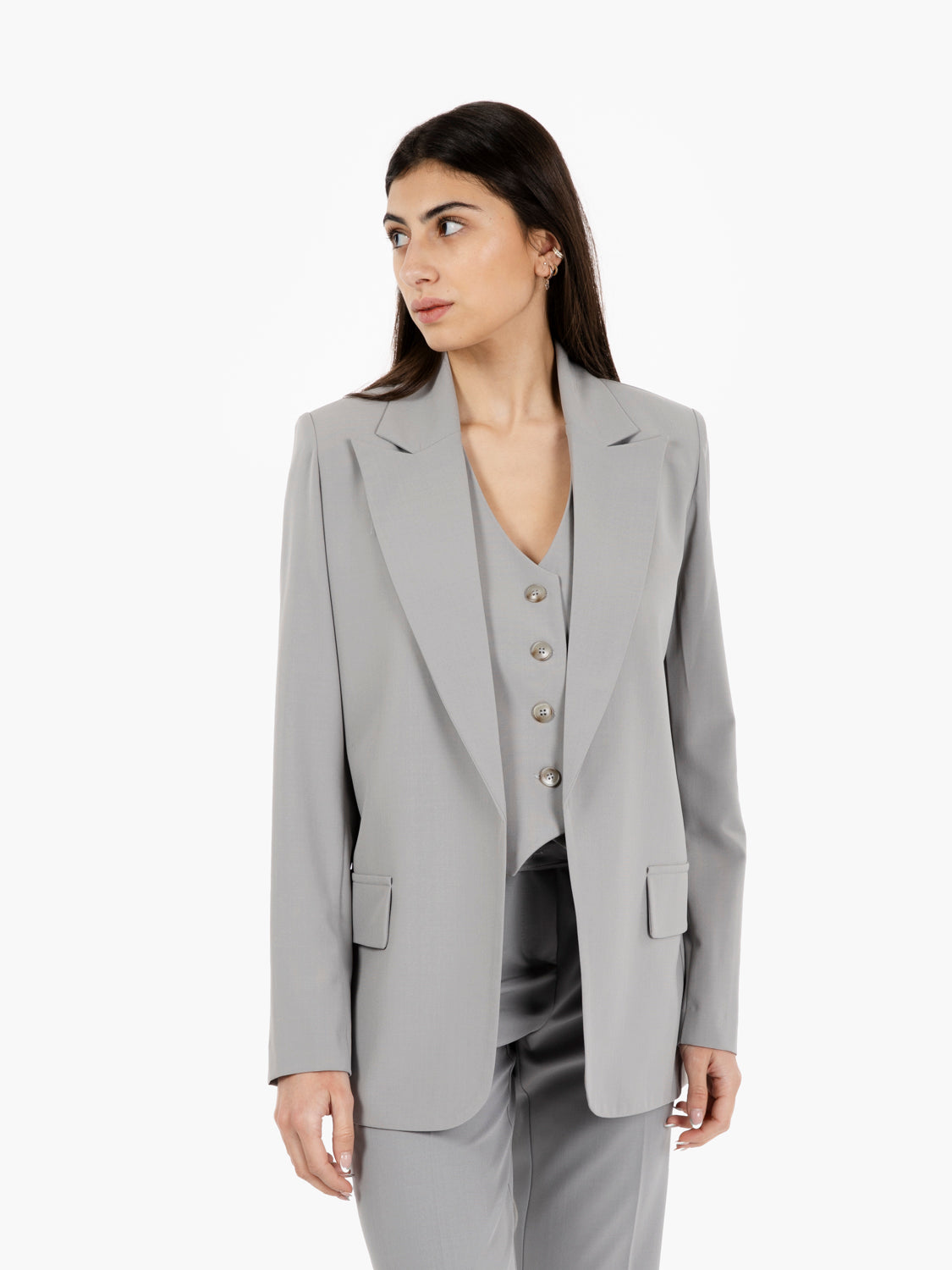 Blazer senza bottoni grigio