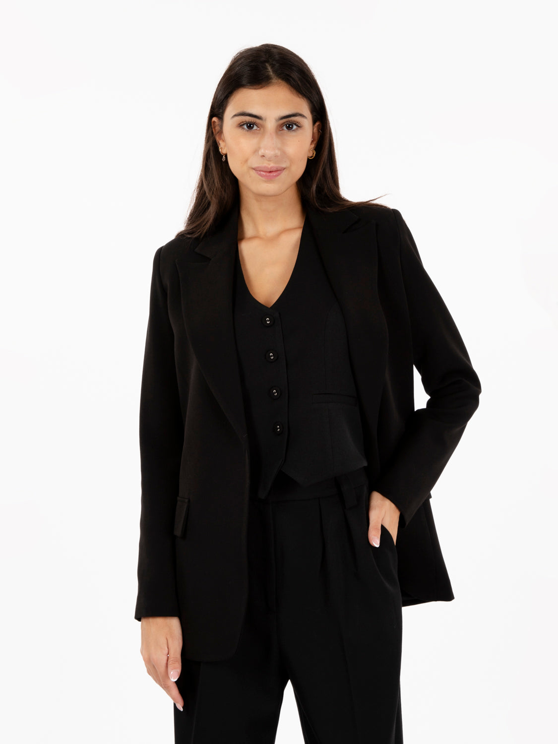Blazer senza bottoni nero