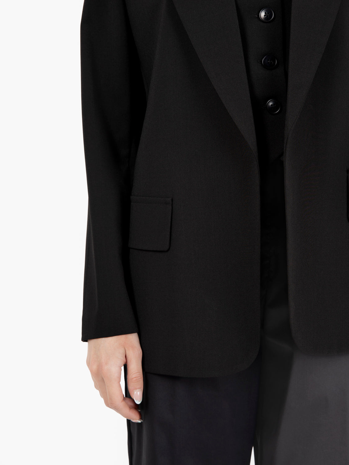 Blazer senza bottoni nero