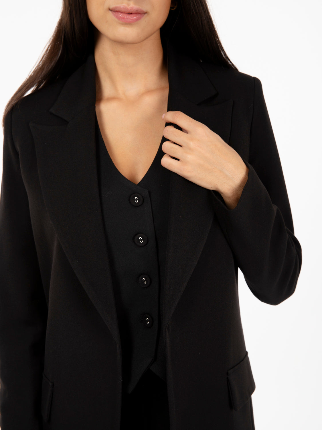 Blazer senza bottoni nero