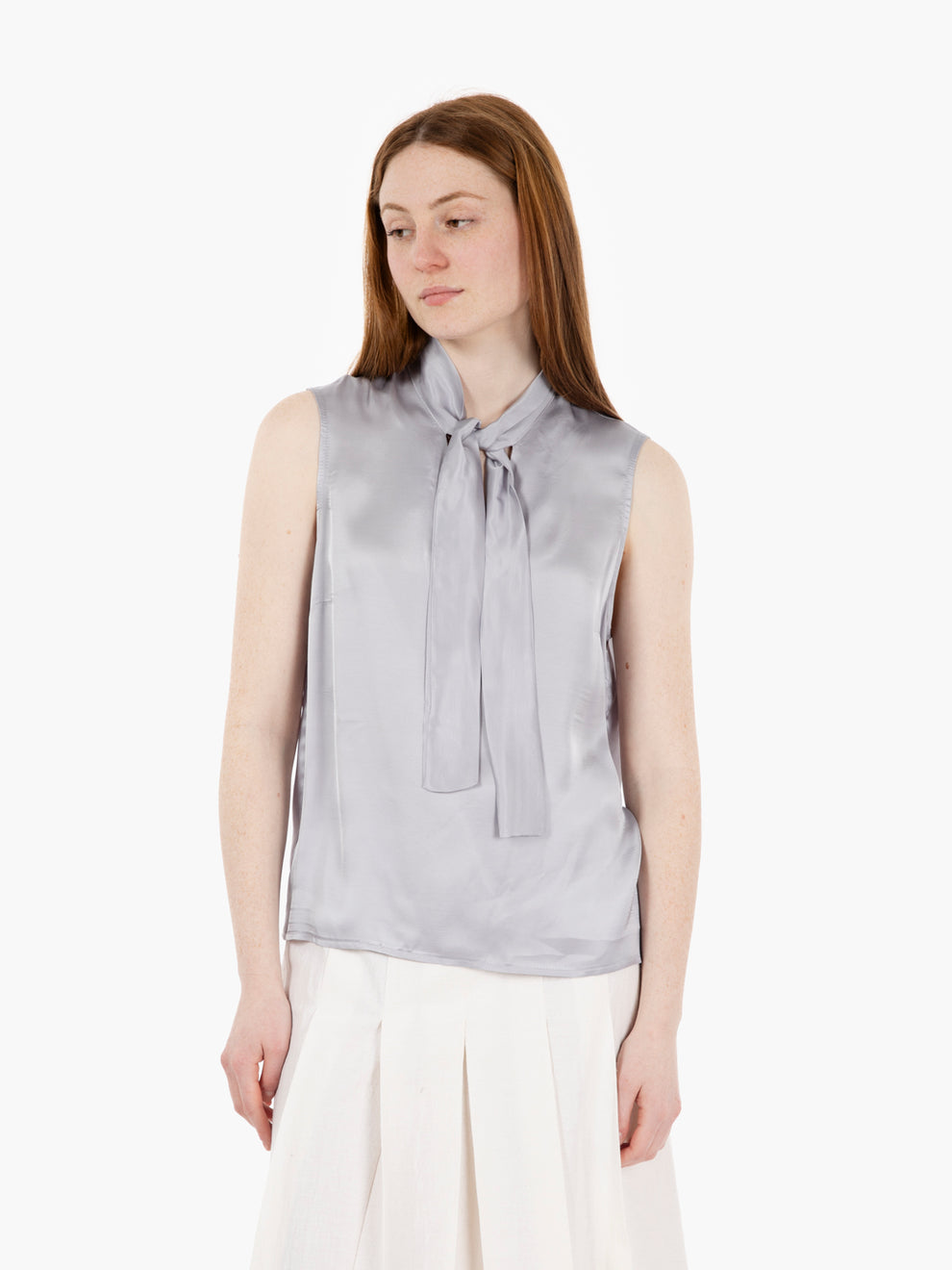 Blouse with pearl bow