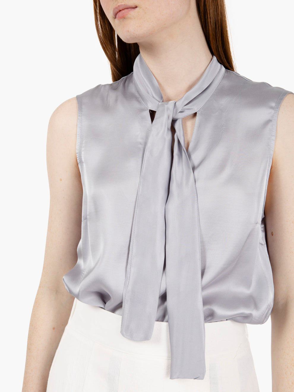 Blouse with pearl bow