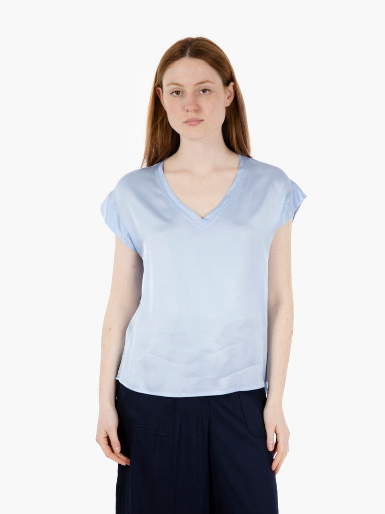 STIMM - Blusa in raso scollo a V polvere