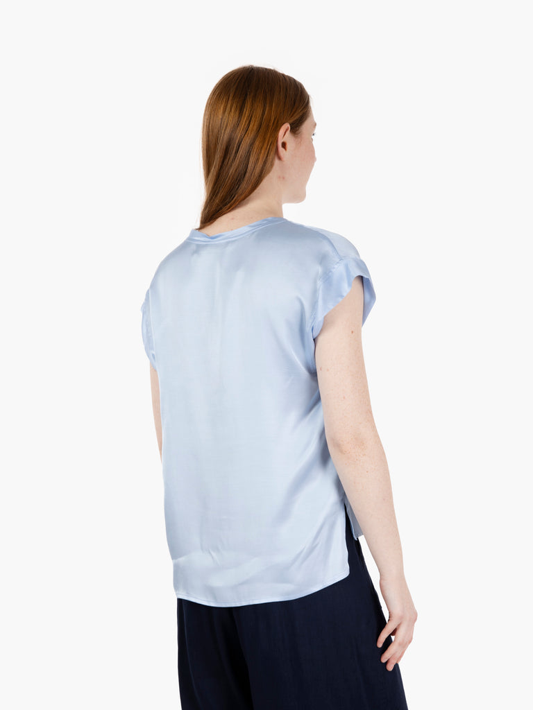 STIMM - Blusa in raso scollo a V polvere