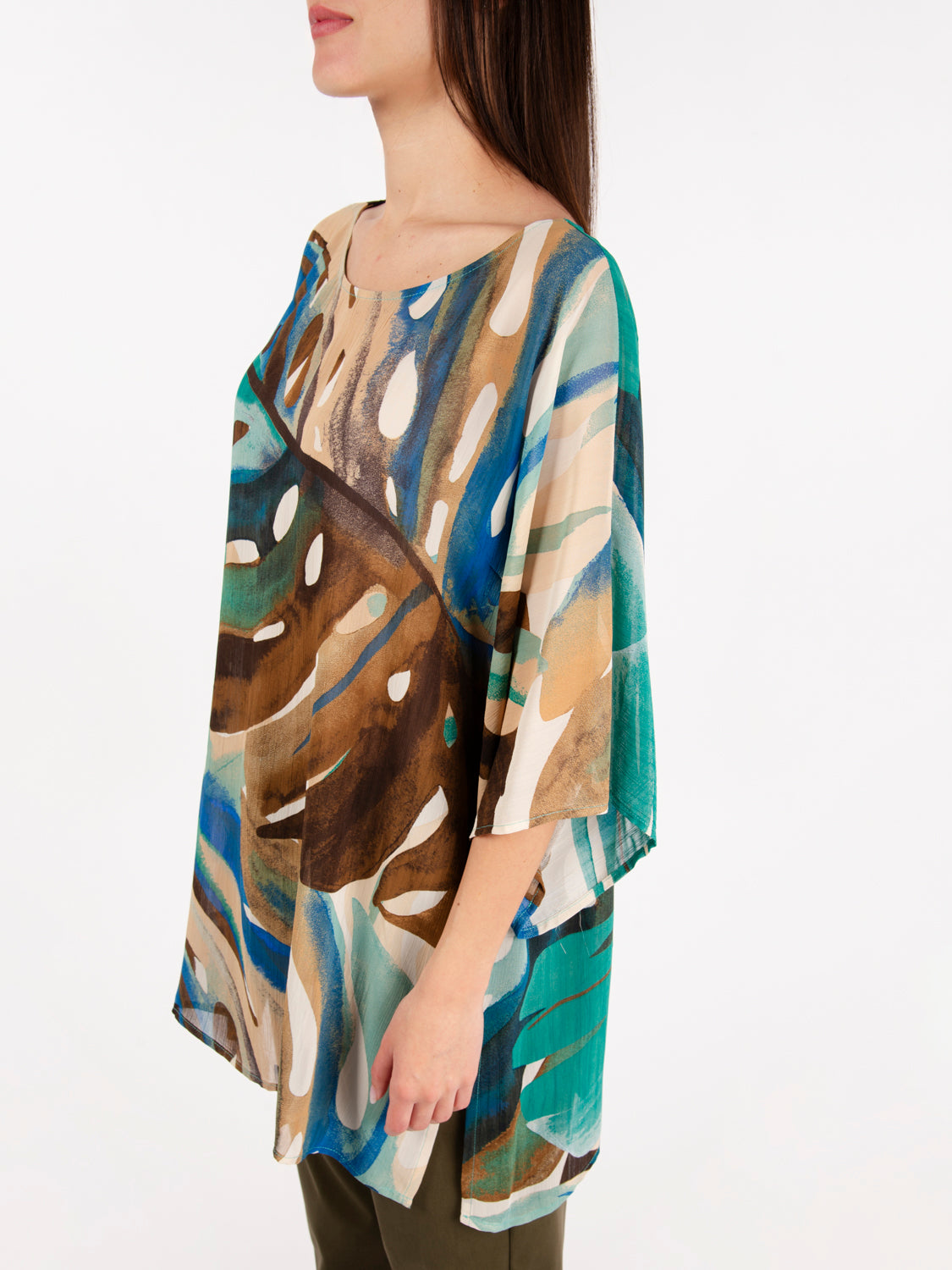 Blusa over in viscosa blu / moro