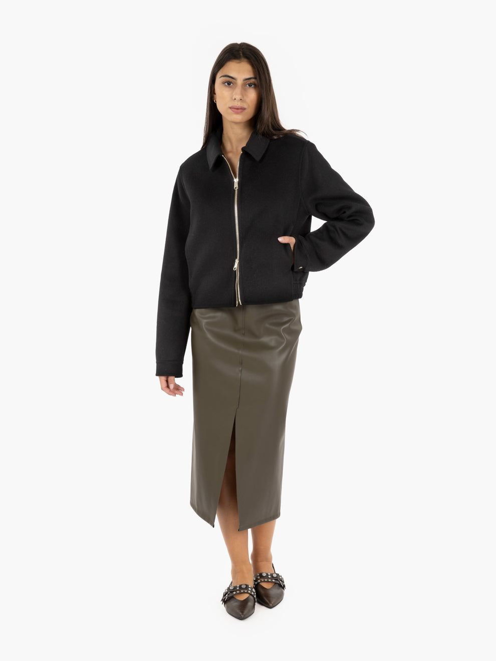 Bomber in panno Deni black