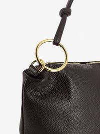 Dark brown dollar leather shoulder bag
