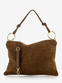 Brown suede shoulder bag