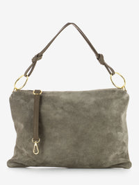 Taupe suede shoulder bag