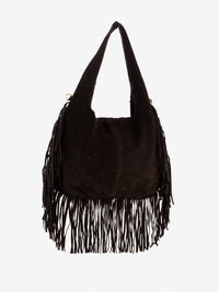 Dark brown suede fringed bag