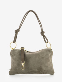 Small taupe suede bag