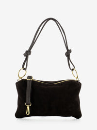 Small dark brown suede bag