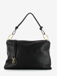 Black dollar leather shoulder bag