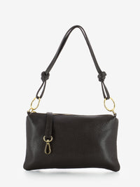 Small shoulder bag in dark brown dollar leather