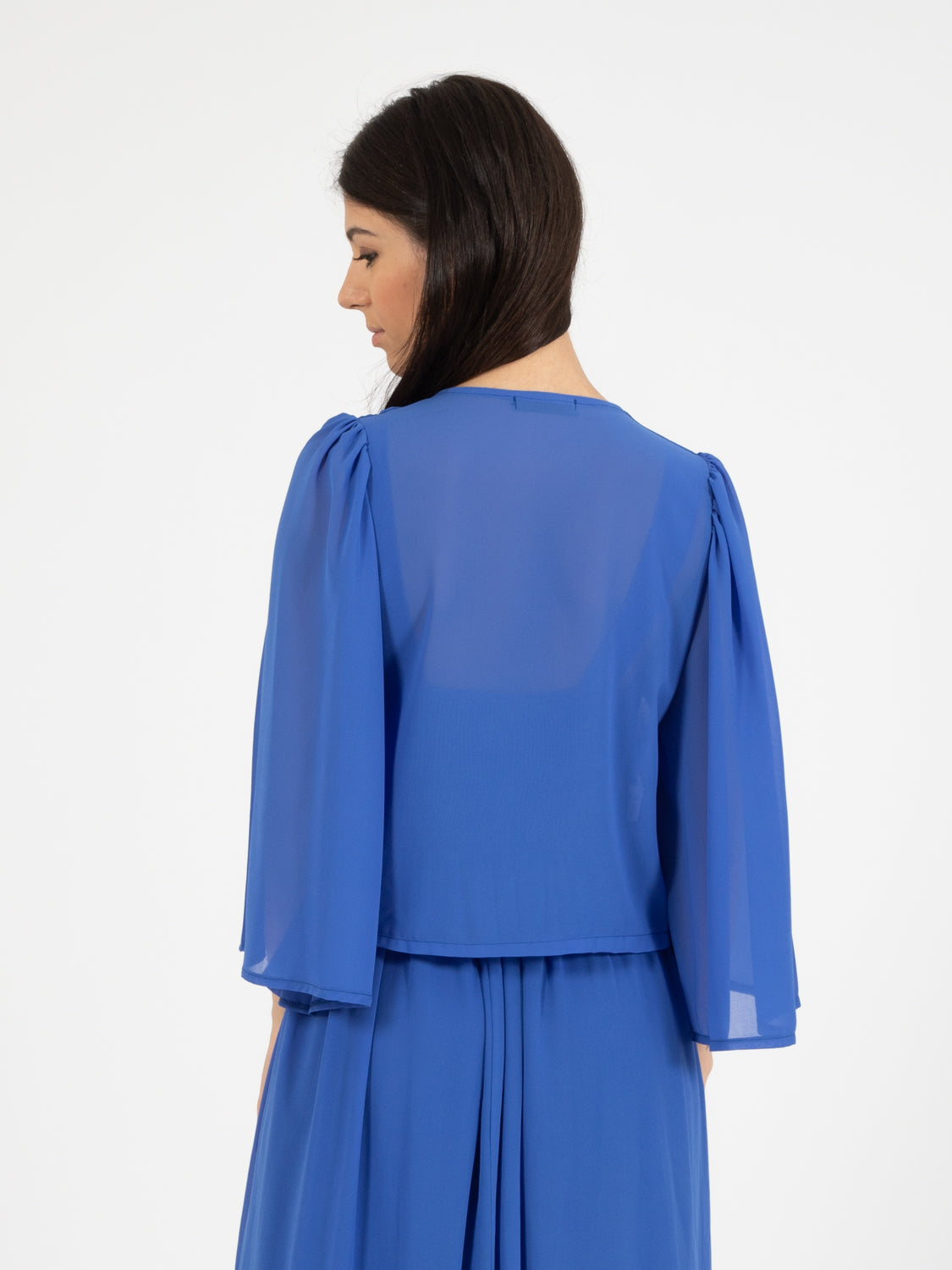 Camicetta coprispalle bluette con bottone strass