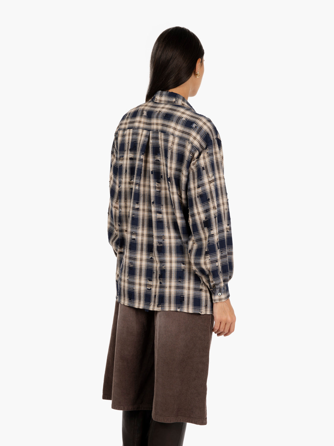 Camicia a quadri distressed blu