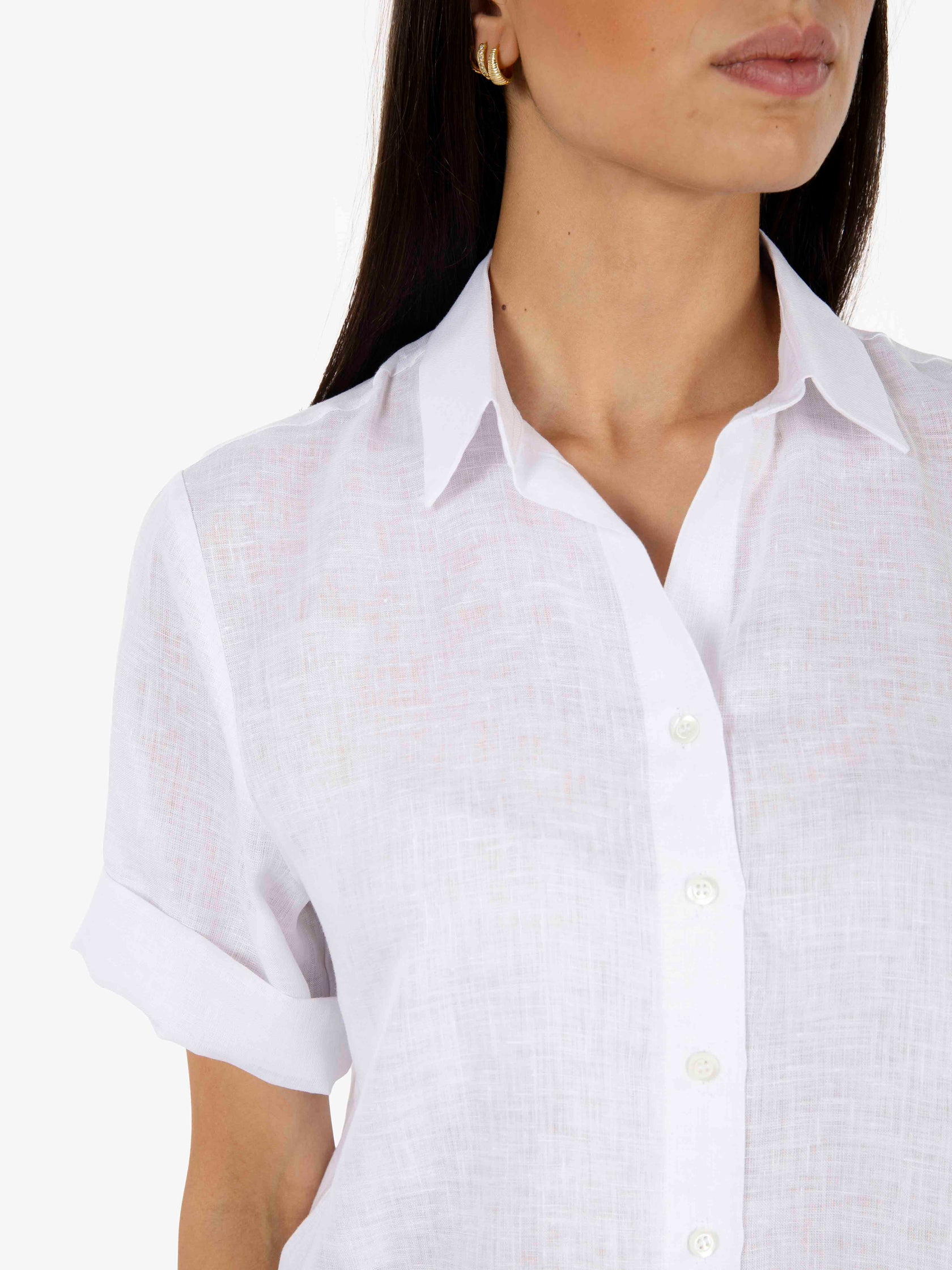 Camicia a scatola in lino bianco