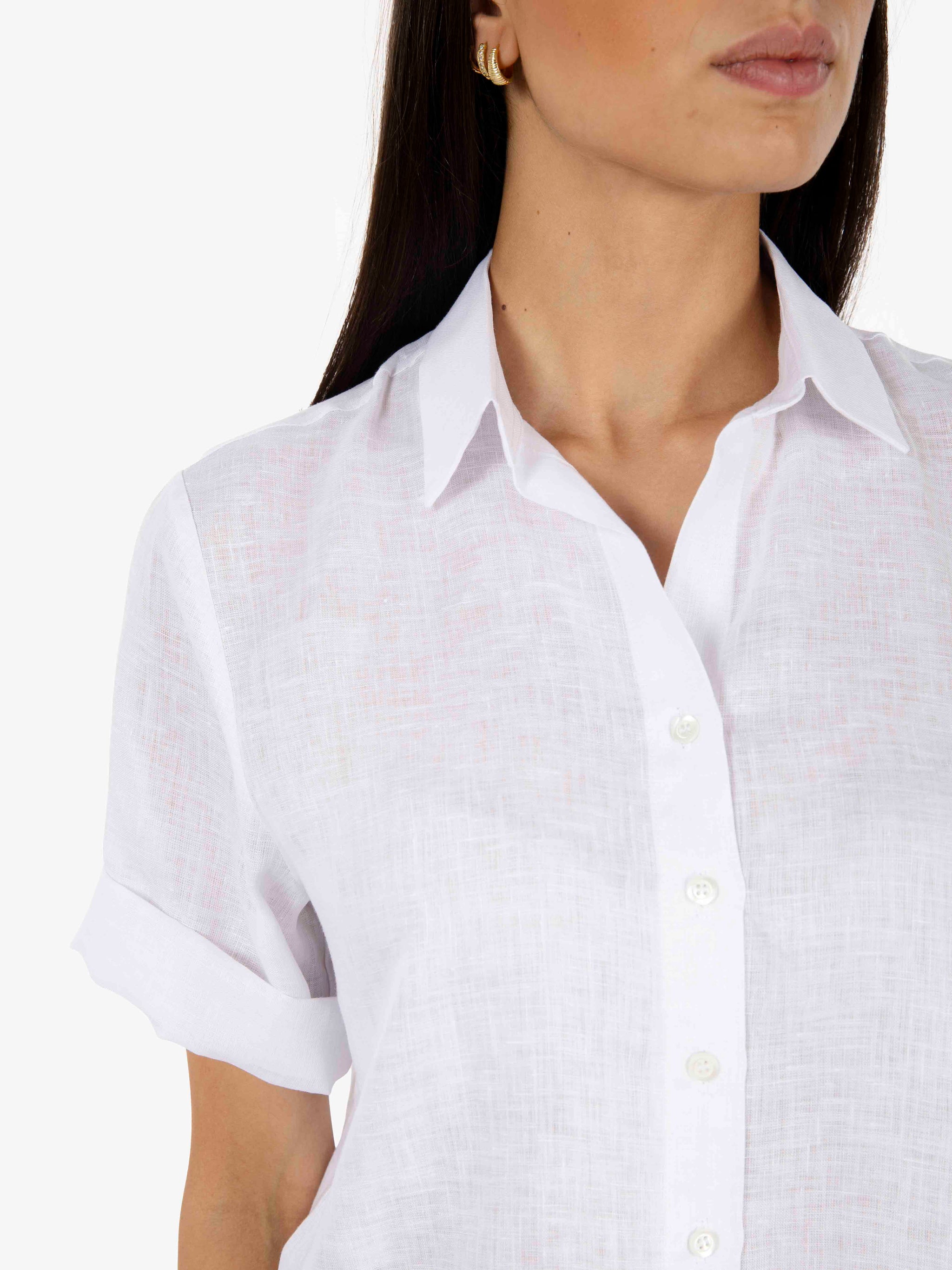 Camicia a scatola in lino bianco
