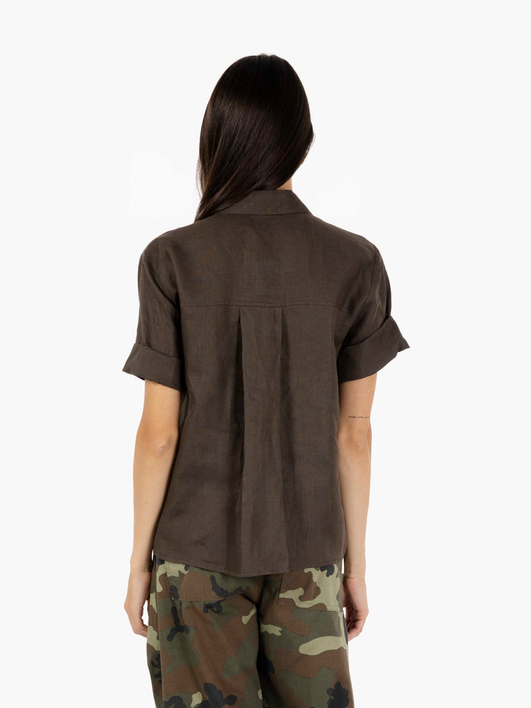STIMM - Camicia a scatola in lino moro