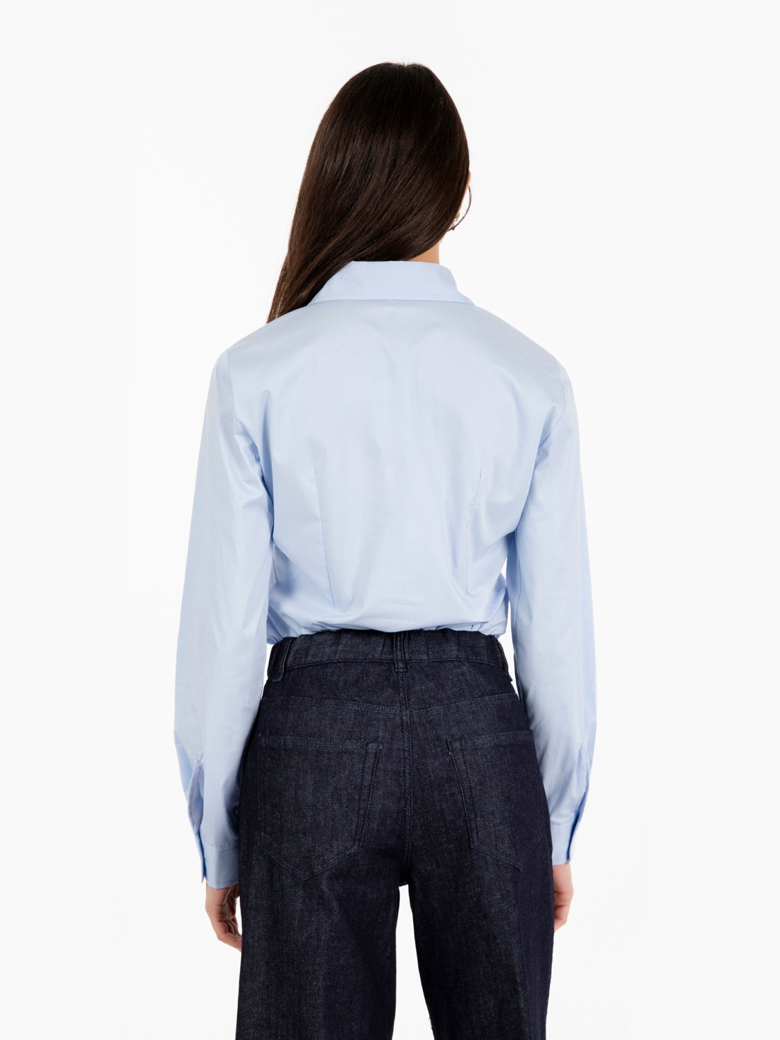 Camicia basic sfiancata cielo