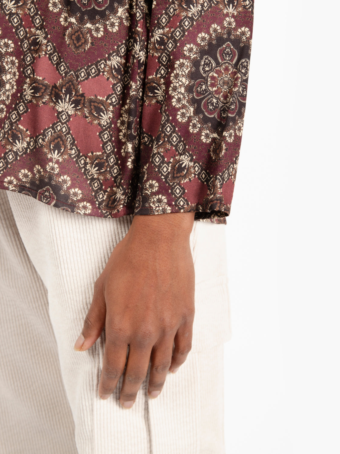 Camicia blusa a fantasia bordeaux