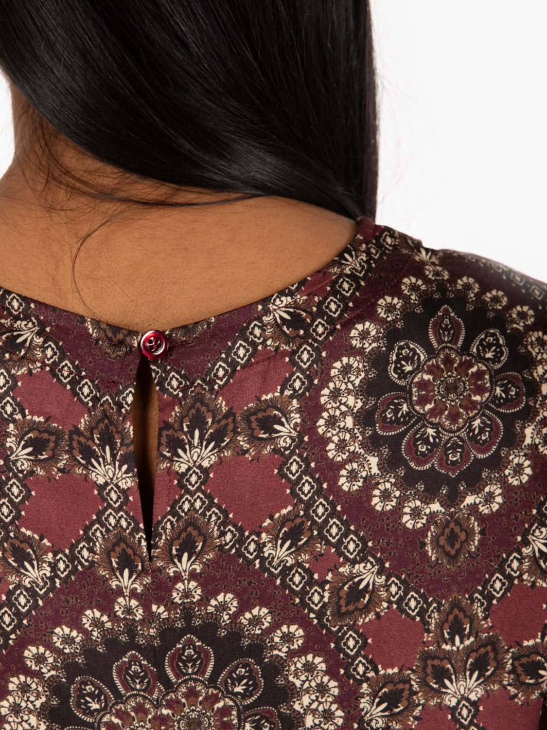Camicia blusa a fantasia bordeaux