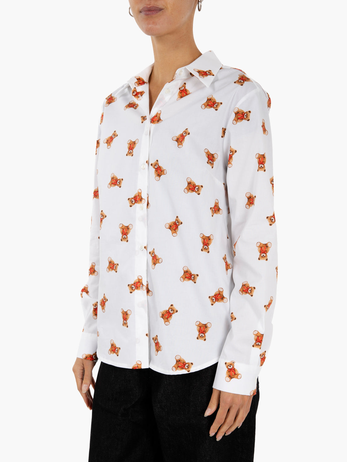 Camicia con fantasia orsetti bianca