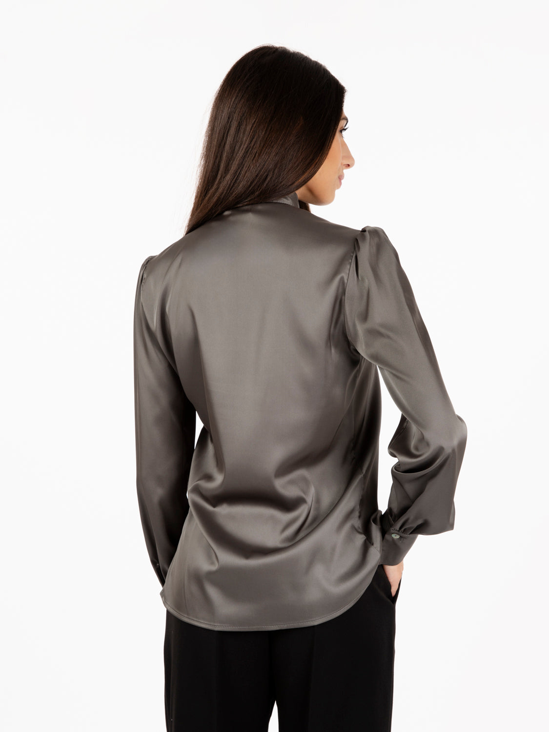 Camicia con fiocco piombo