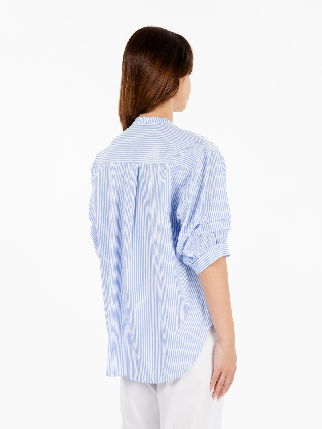 Shirt with blue/white striped embroidery