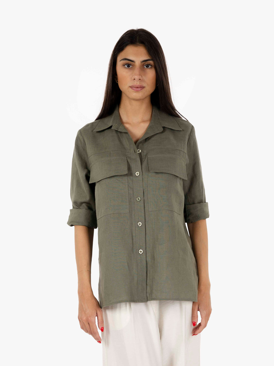 Camicia con tasche verde militare