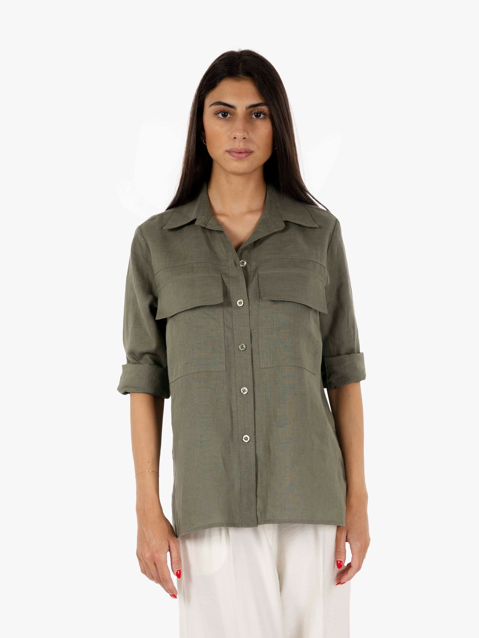 Camicia con tasche verde militare