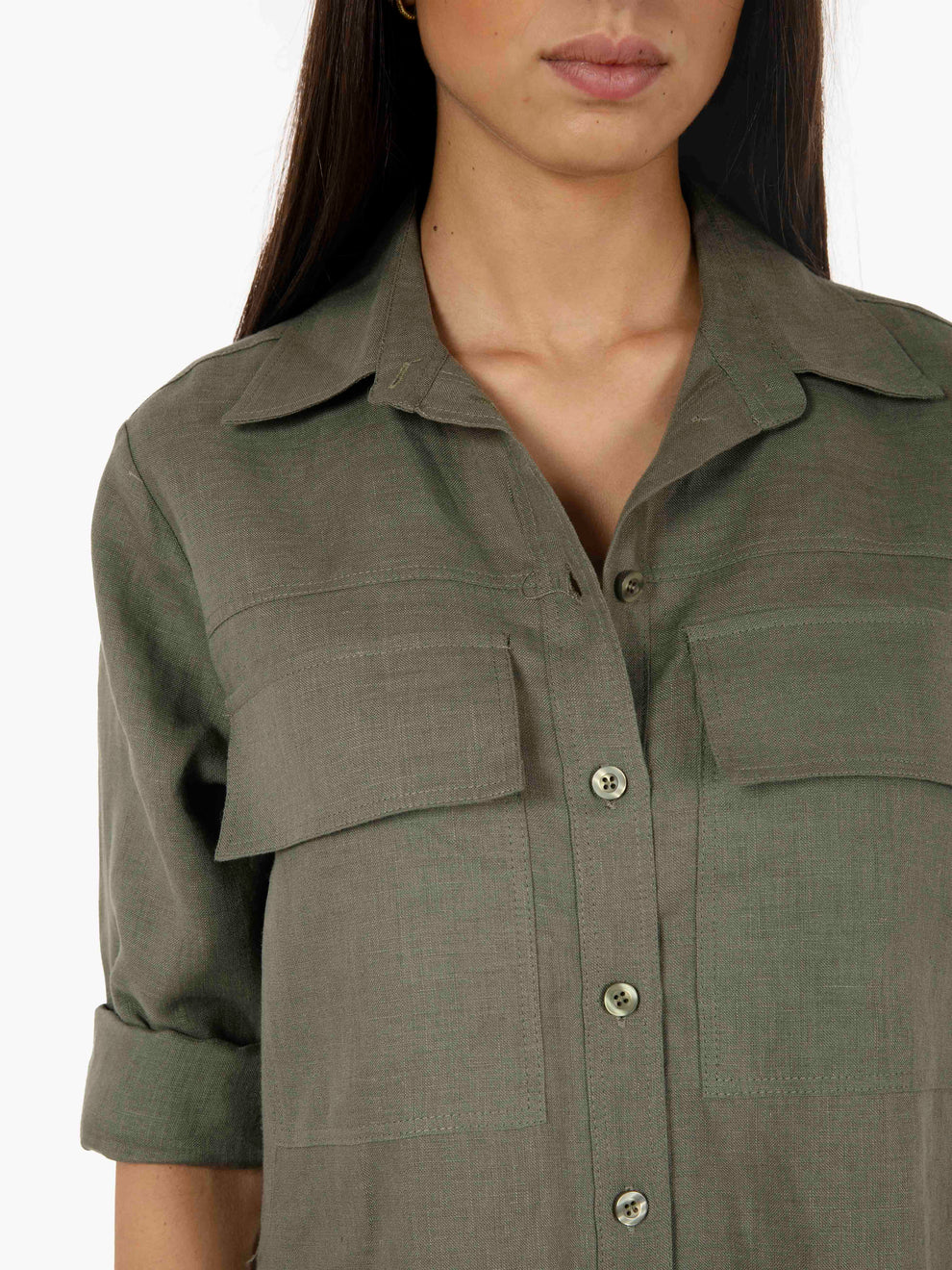 Camicia con tasche verde militare
