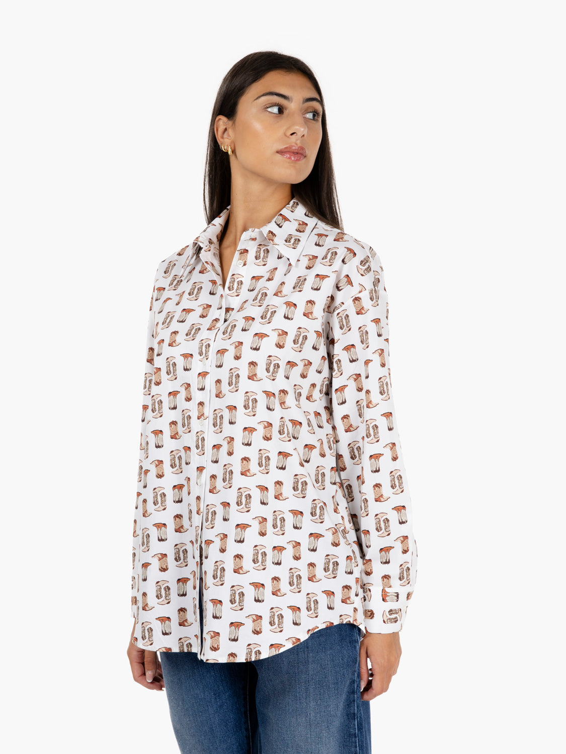 Camicia fantasia country bianca